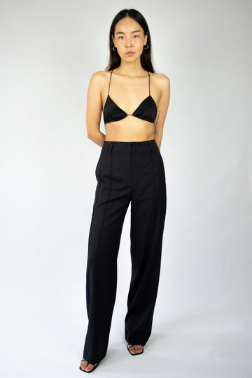 Pantalon large en laine noire. Tsenkoff sustainable brand